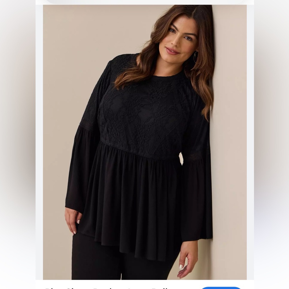 Torrid Babydoll Blouse Lace Bell Sleeve ,Whimsy goth Witchy ,Dark Grunge,size 5X